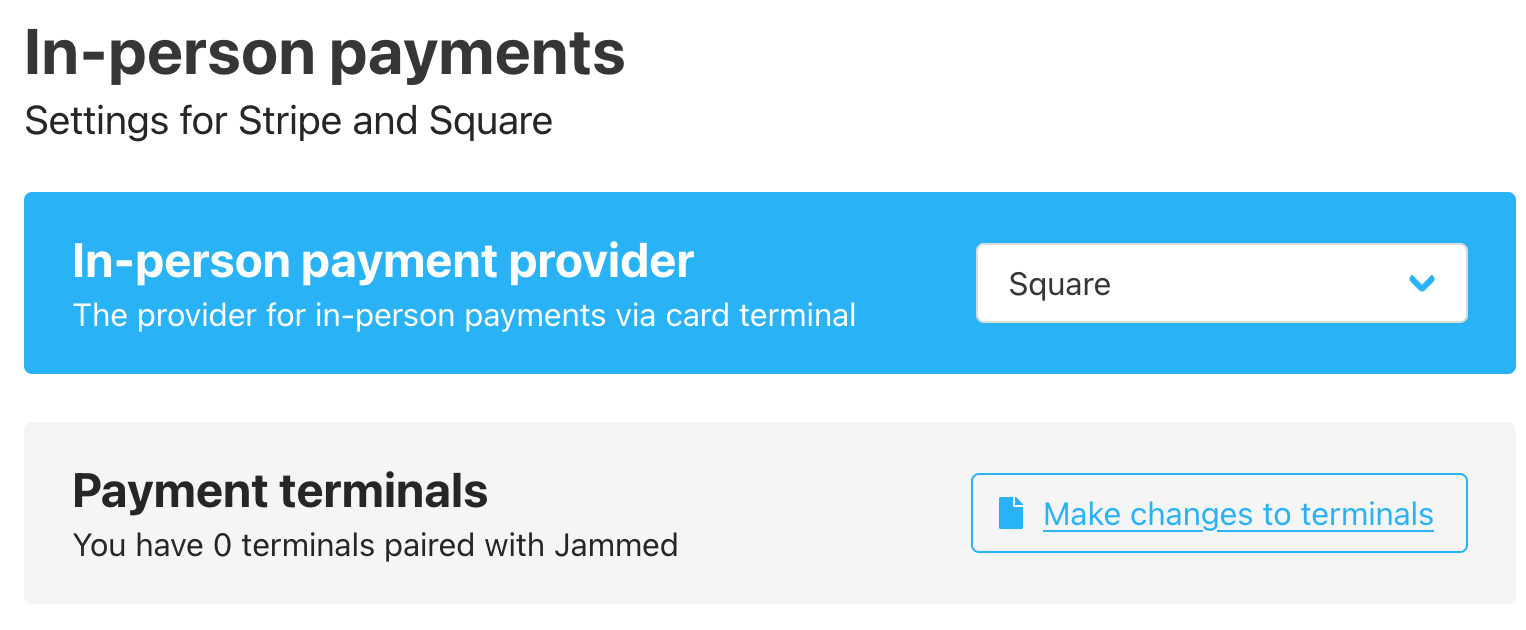In-person payment setup