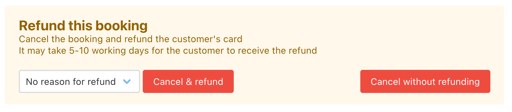Booking refund options
